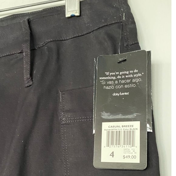 DAISY FUENTES Black Lightweight Wide Leg Pants - Picture 3 of 7